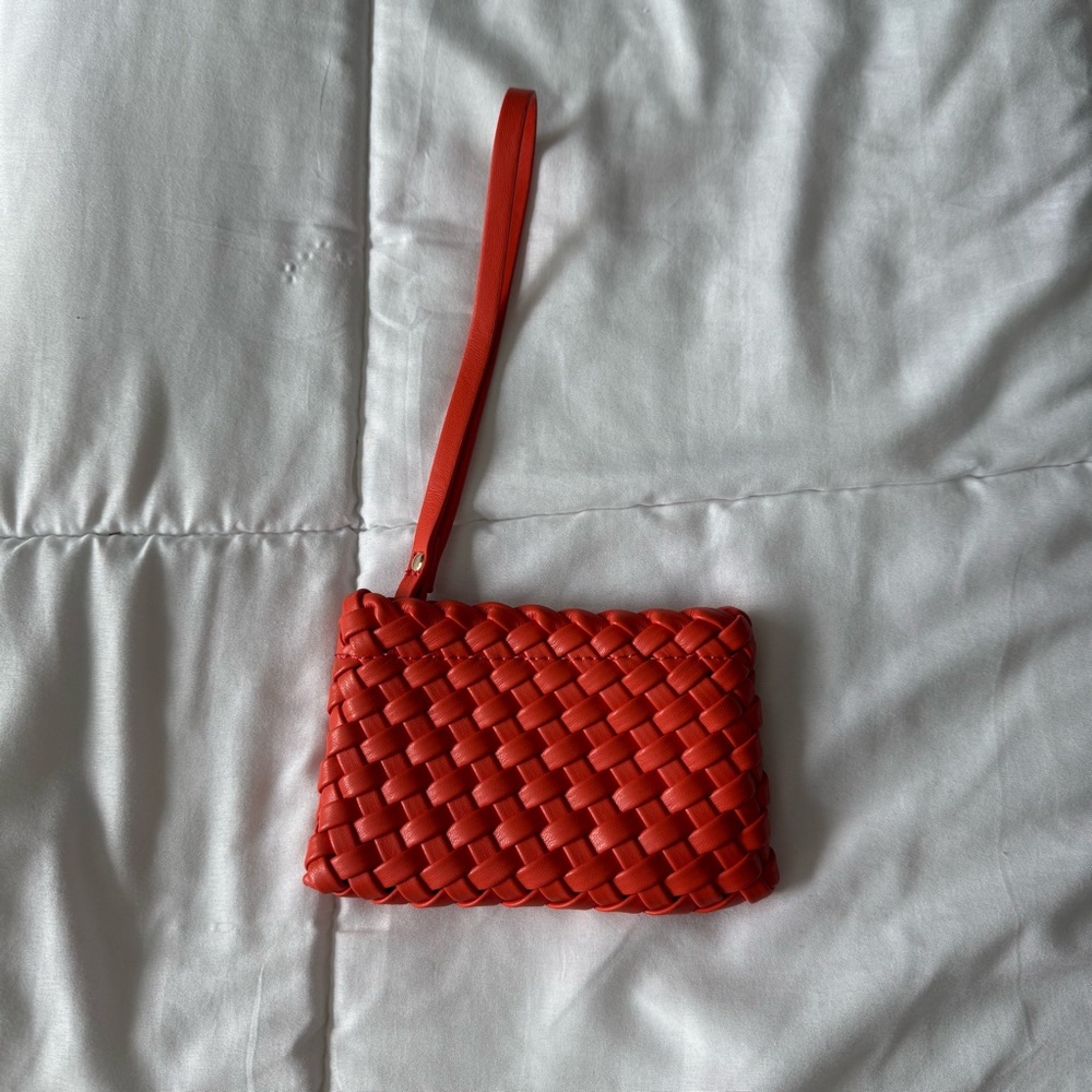 Remi/Reid Orange Woven Zippered Clutch Pouch